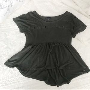 Eyelet casual peplum top